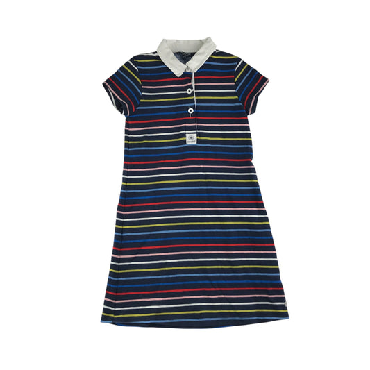 Maine dress 9-10 years navy and multicolour stripy short sleeve cotton