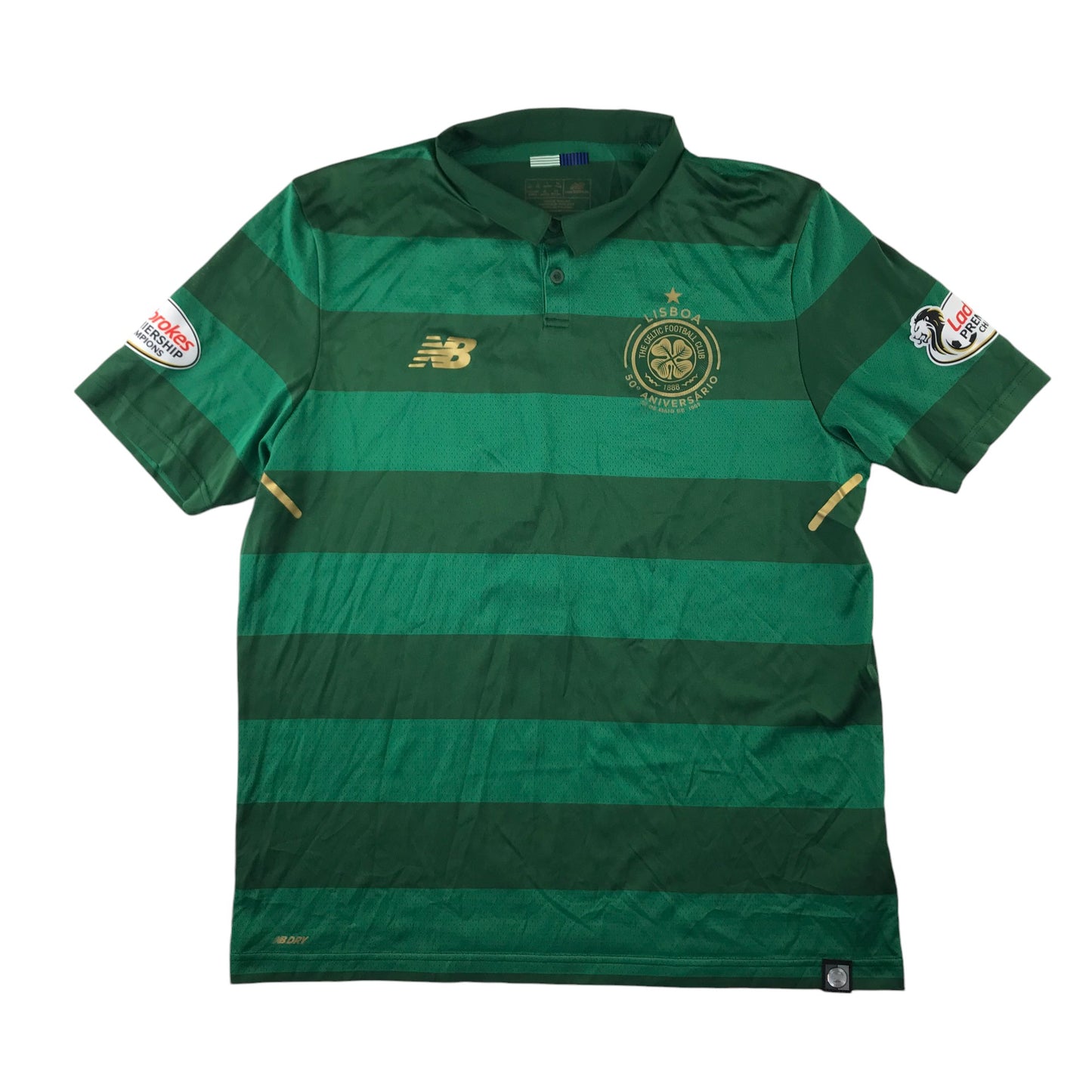 New Balance Celtic FC Football Strip men size L green Lisboa 50th Anniversary polo top