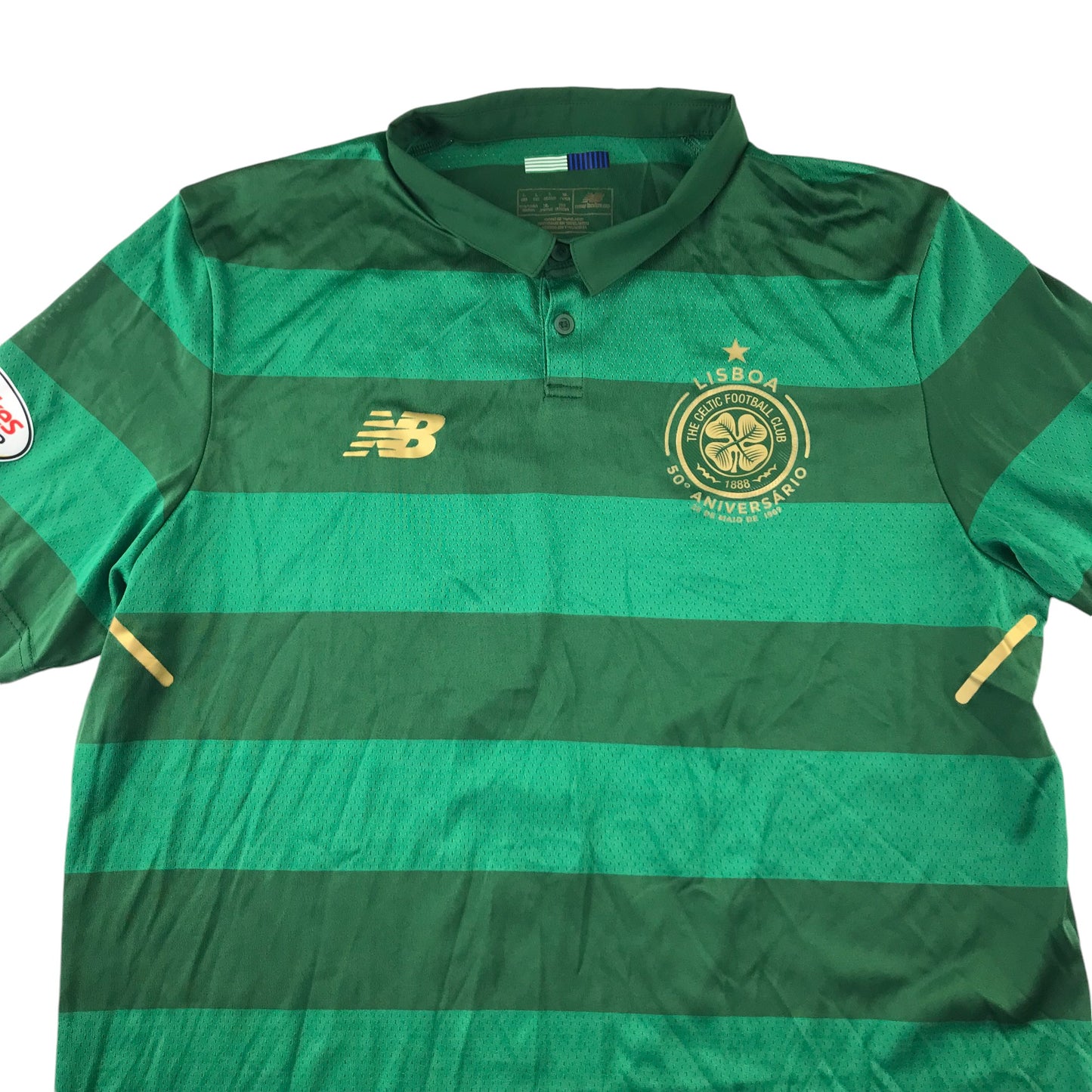 New Balance Celtic FC Football Strip men size L green Lisboa 50th Anniversary polo top