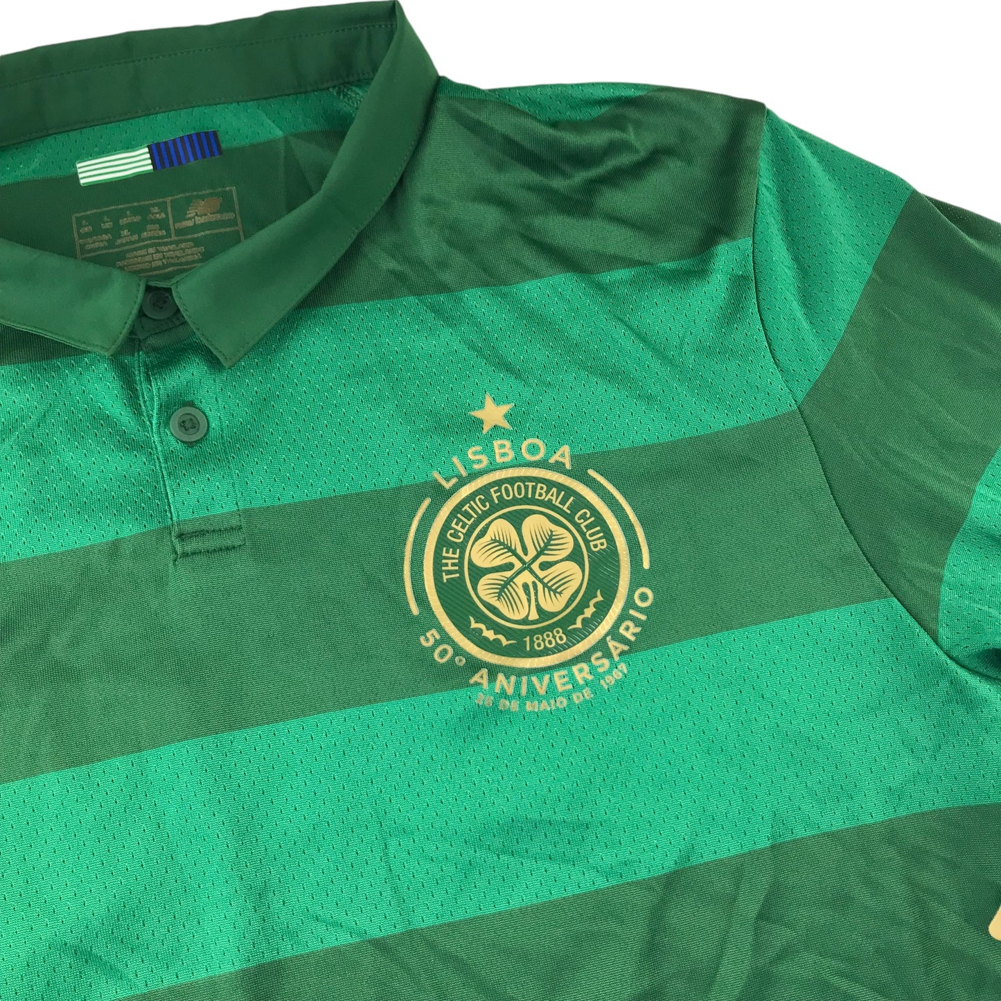 New Balance Celtic FC Football Strip men size L green Lisboa 50th Anniversary polo top