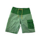 Peak Performance Swim Trunks Age 9-11 Green Panelled Check Pattern Shorts