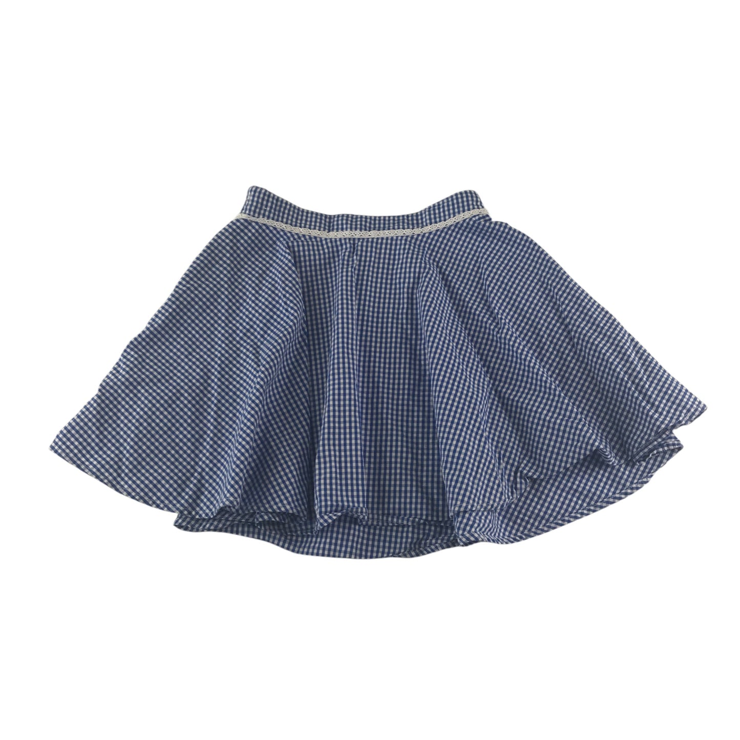 M&S school summer gingham skirt 6-7 years blue circle style cotton