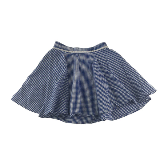 M&S school summer gingham skirt 6-7 years blue circle style cotton