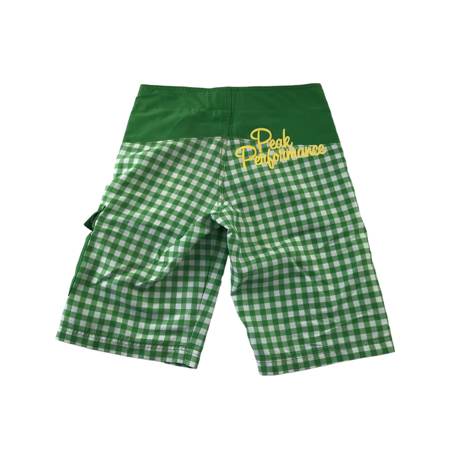 Peak Performance Swim Trunks Age 9-11 Green Panelled Check Pattern Shorts