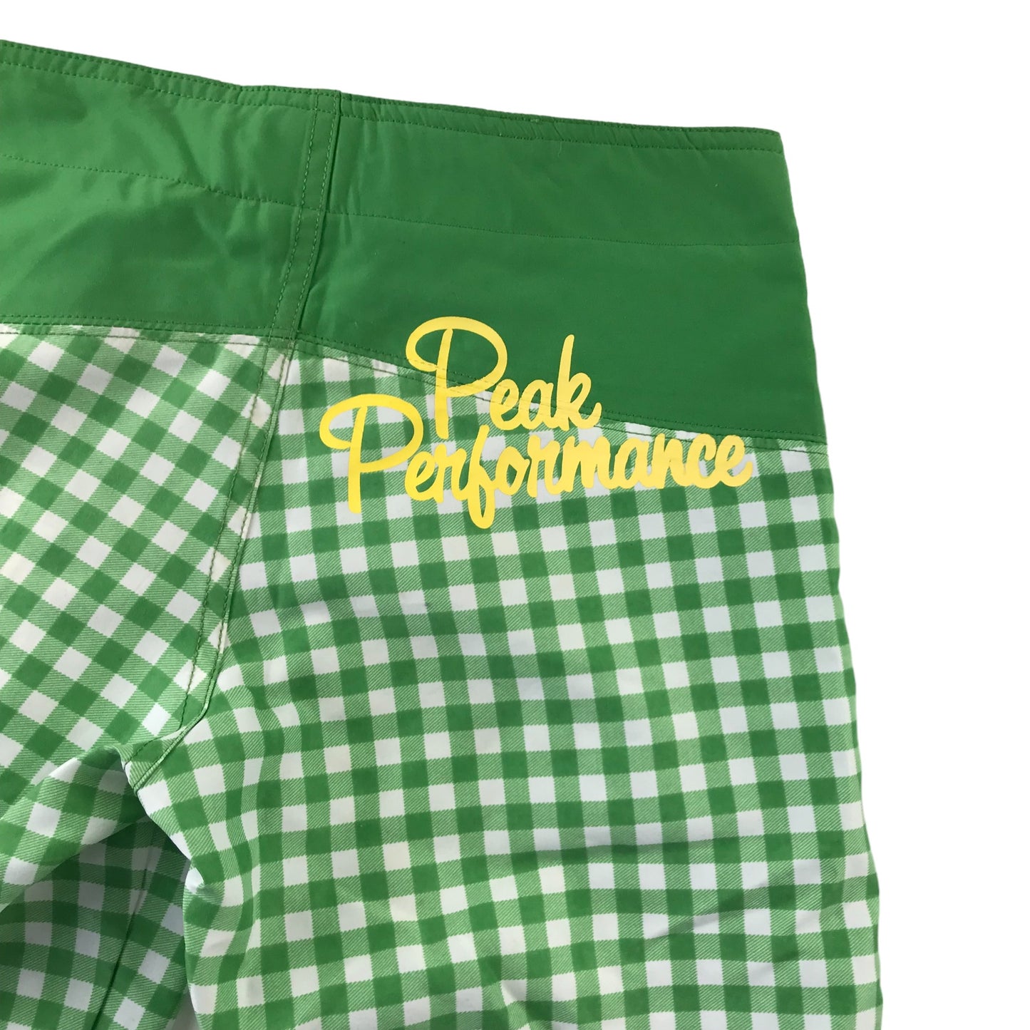 Peak Performance Swim Trunks Age 9-11 Green Panelled Check Pattern Shorts