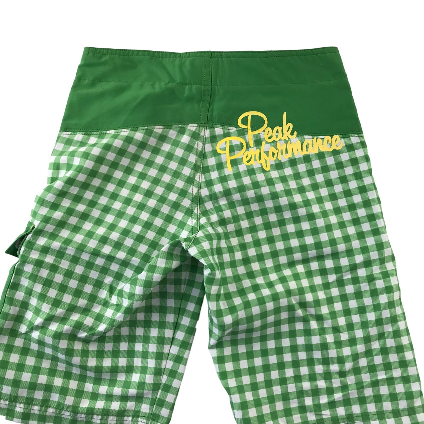 Peak Performance Swim Trunks Age 9-11 Green Panelled Check Pattern Shorts