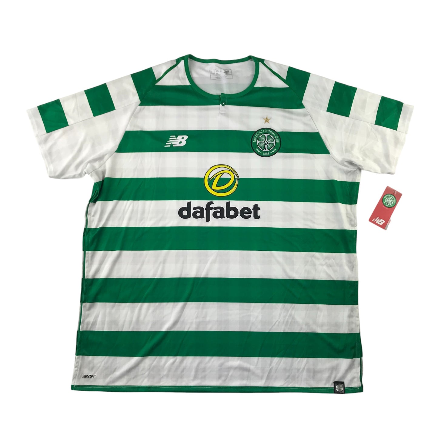 New Balance Celtic FC Football Strip adult size 2XL green and white stripy