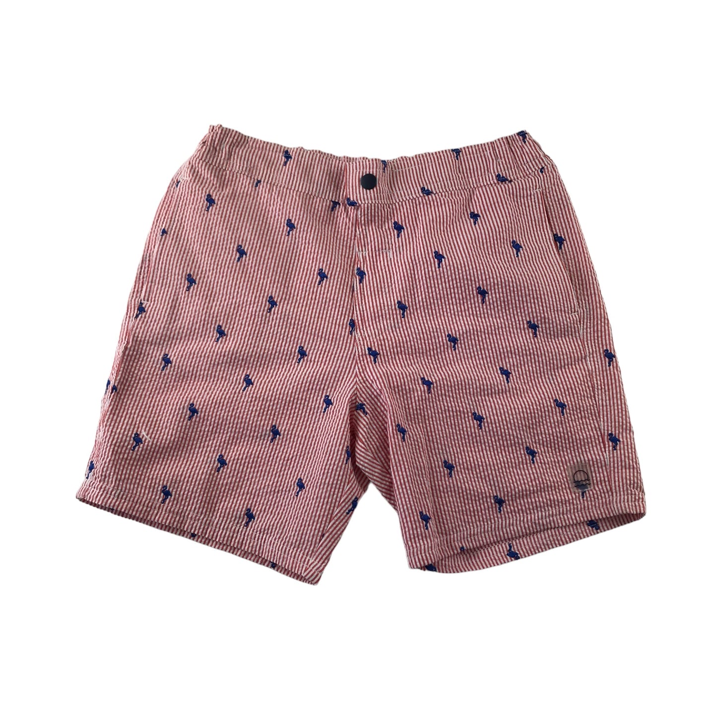 M&S Swim Trunks Age 11 Red Stripy Flamingo Pattern Shorts