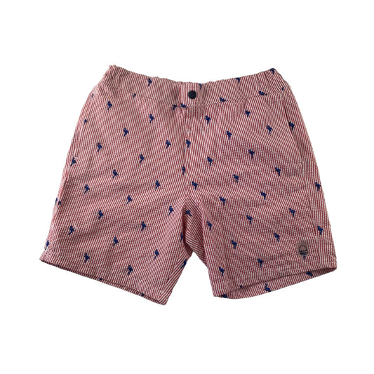 M&S Swim Trunks Age 11 Red Stripy Flamingo Pattern Shorts
