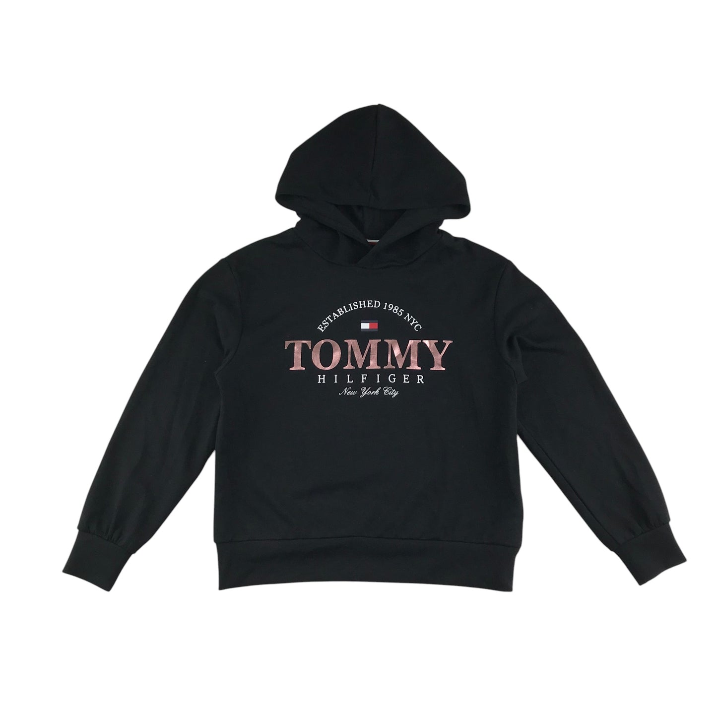 Tommy Hilfiger hoodie and joggers set 11-12 years black with shiny logo print