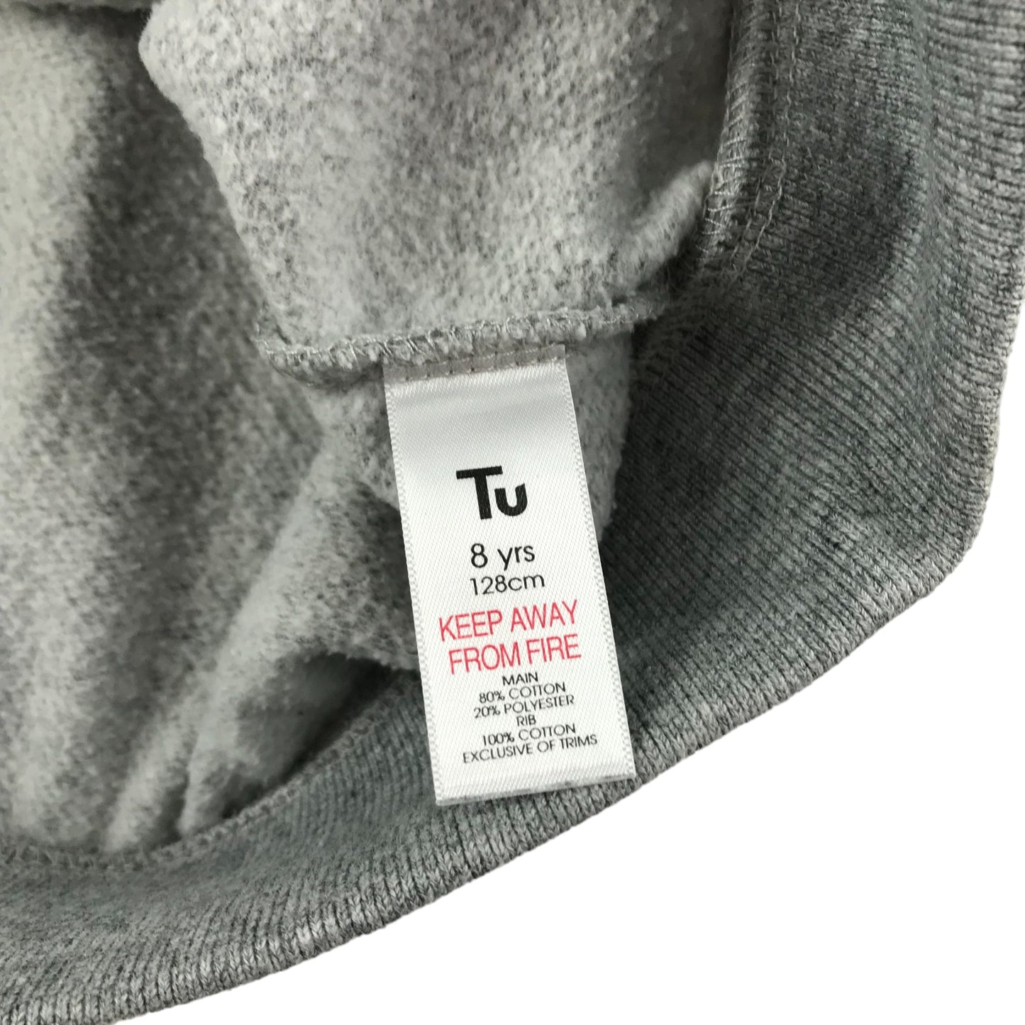 Tu Sweater Age 8 Grey Full Zipper Panelled Jersey