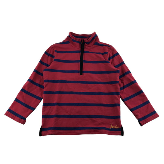 Joules Sweater Age 8 Red Nay Stripy Half Zipper Jersey
