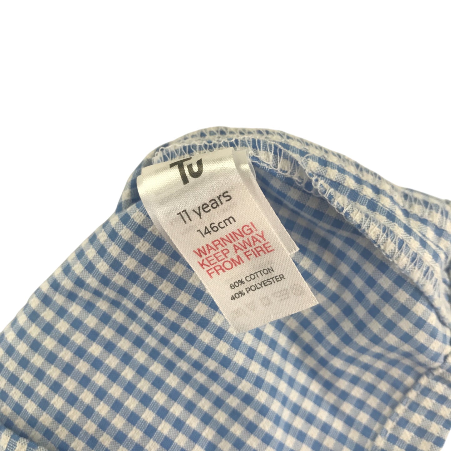 Tu school summer gingham shorts 10-11 years blue high waist