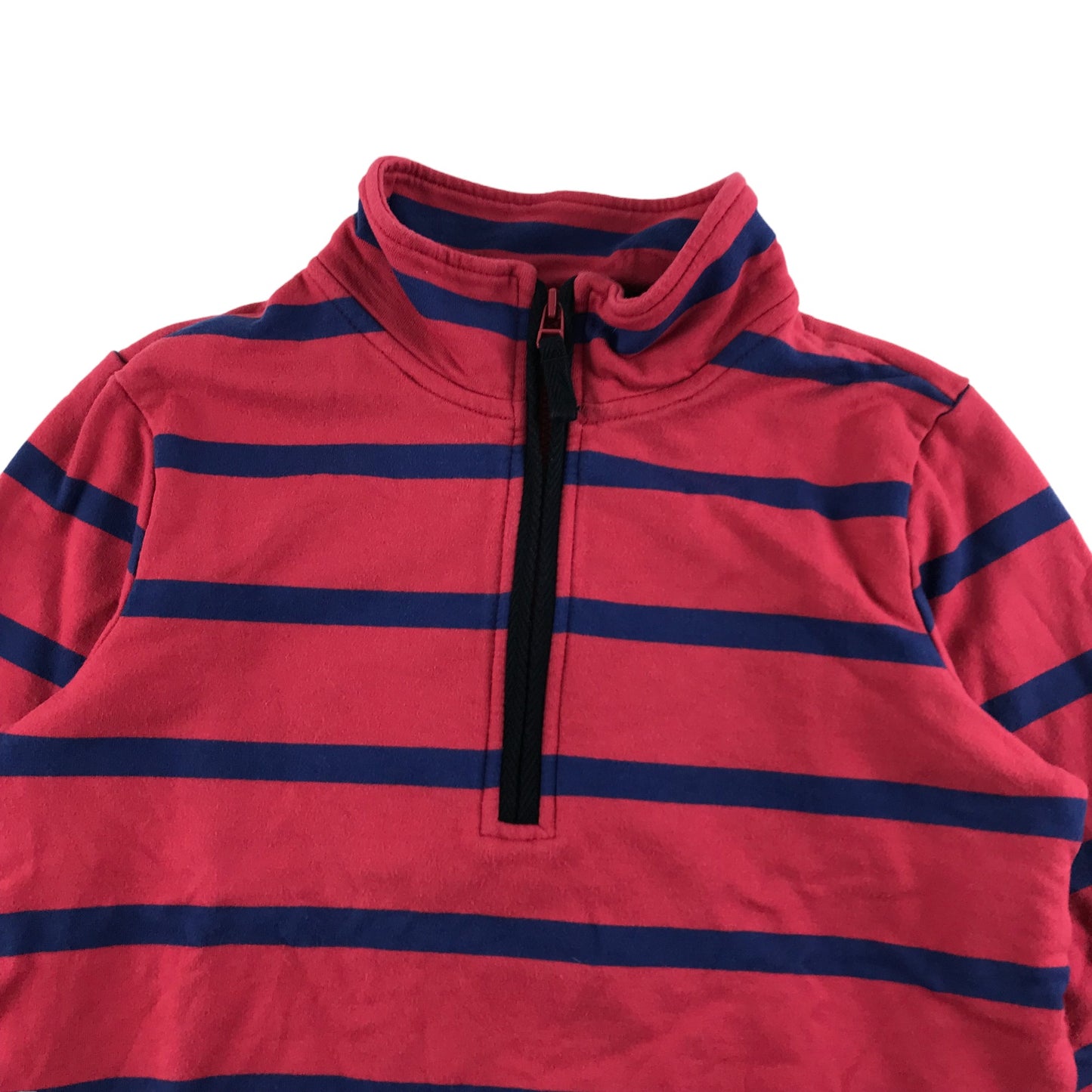 Joules Sweater Age 8 Red Nay Stripy Half Zipper Jersey