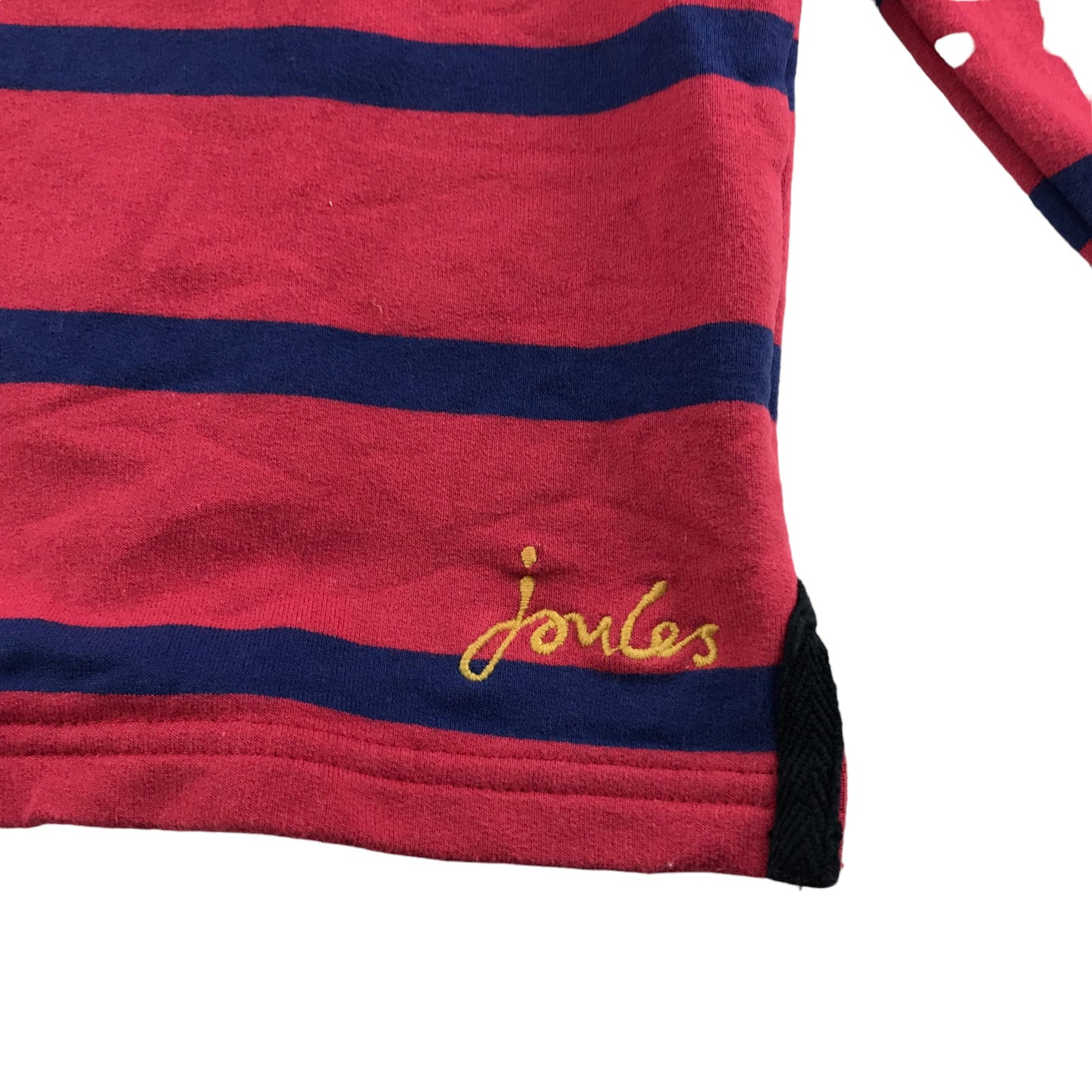 Joules Sweater Age 8 Red Nay Stripy Half Zipper Jersey