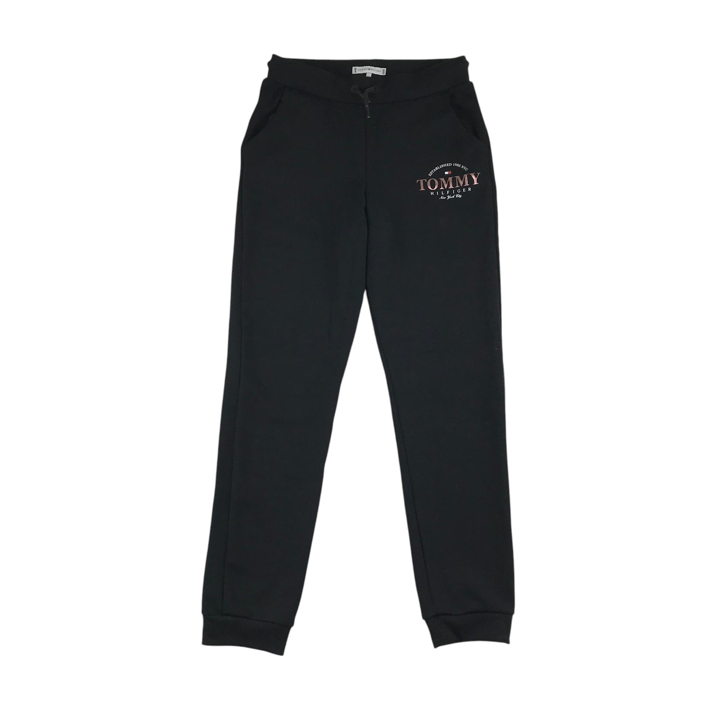 Tommy Hilfiger hoodie and joggers set 11-12 years black with shiny logo print