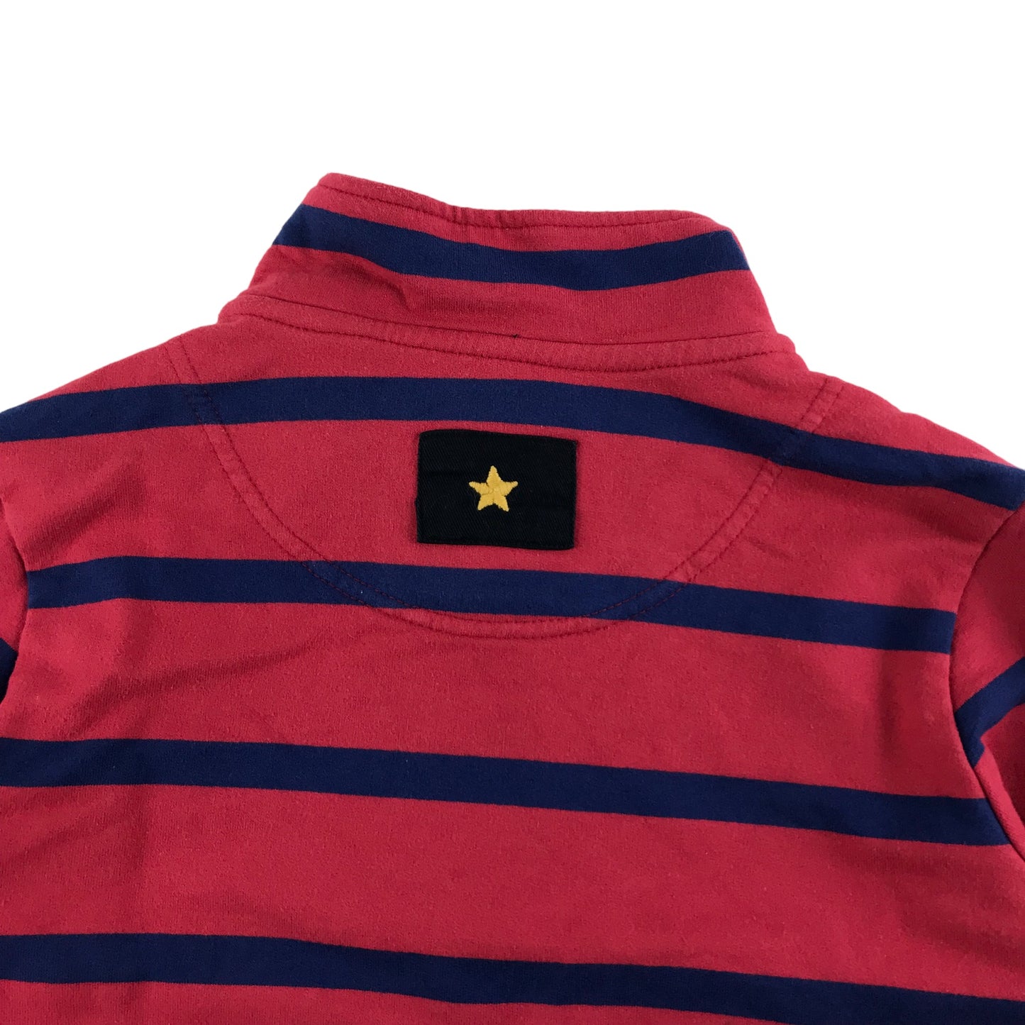 Joules Sweater Age 8 Red Nay Stripy Half Zipper Jersey