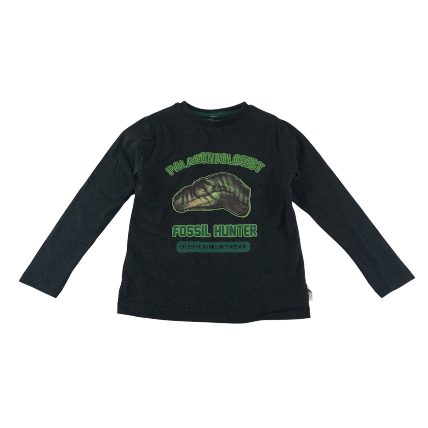 M&S T-shirt 6-7 years black long sleeve dinosaur print