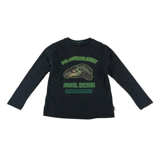M&S T-shirt 6-7 years black long sleeve dinosaur print