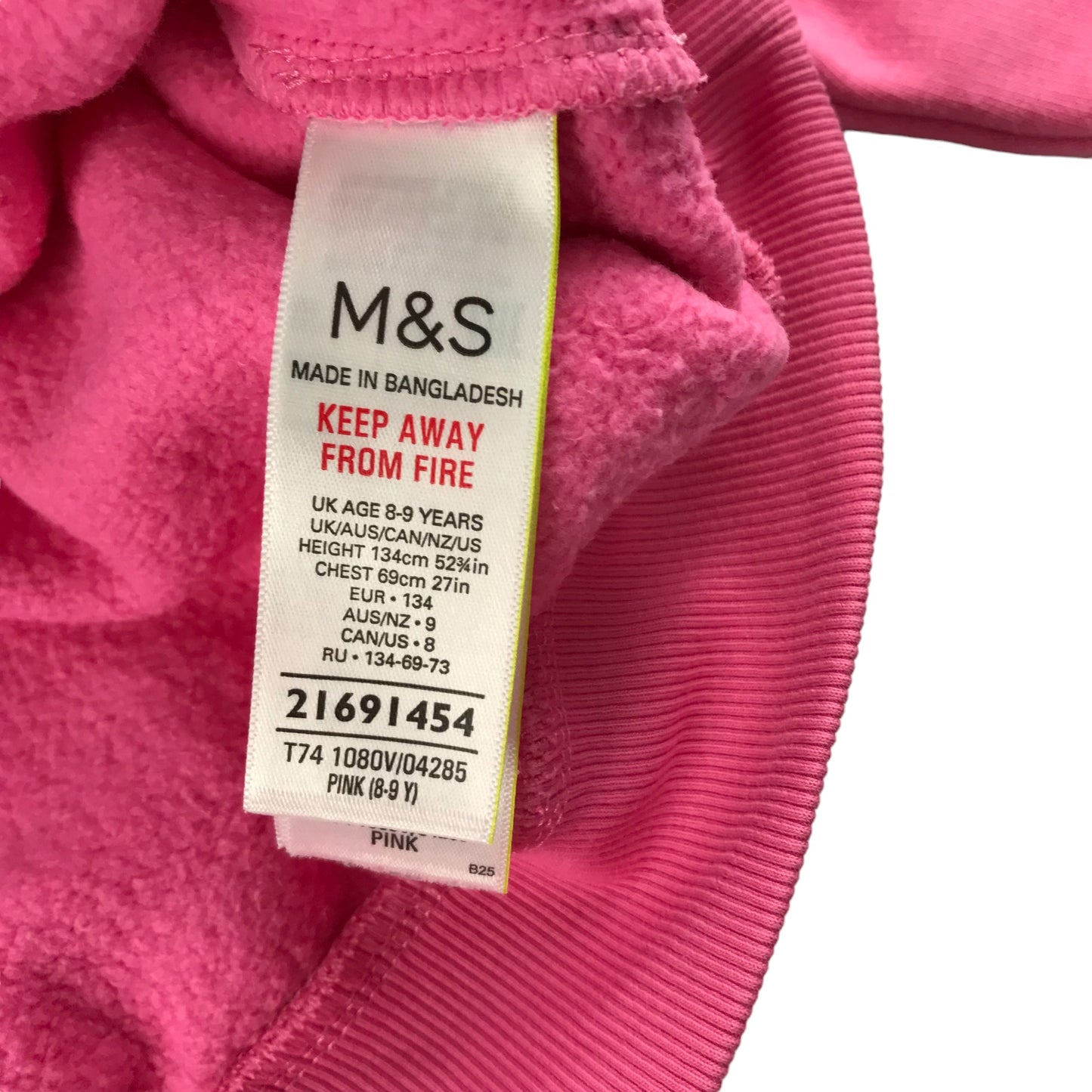 M&S Sweater Age 8 Pink Cropped 84 Love Heart Jersey