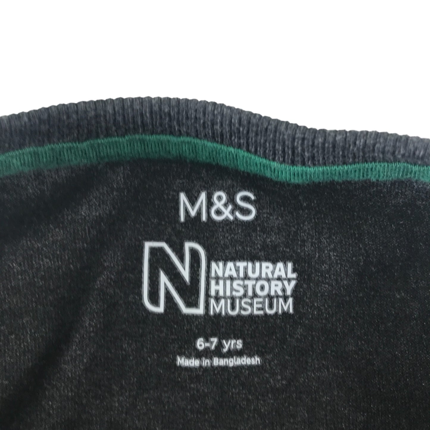 M&S T-shirt 6-7 years black long sleeve dinosaur print