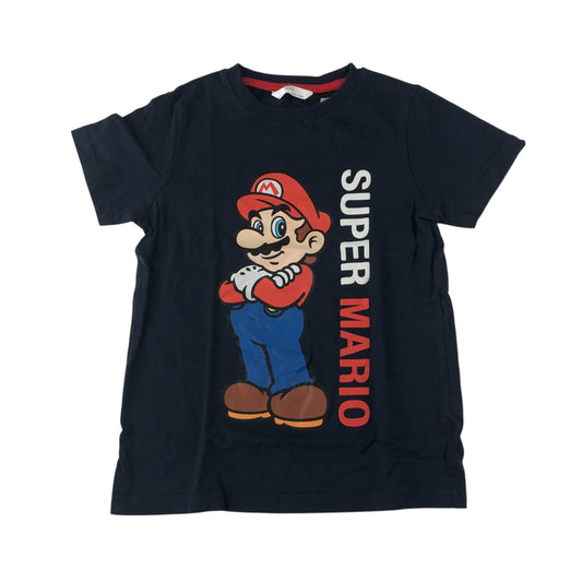 M&S t-shirt 7-8 years black short sleeve super mario print cotton