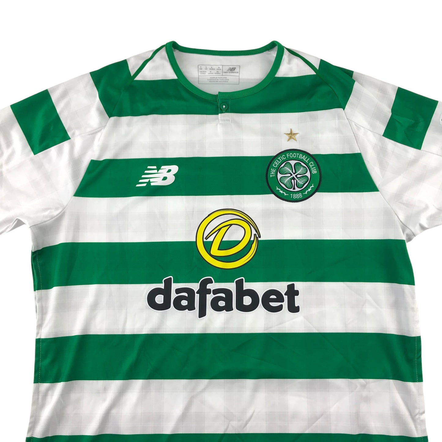 New Balance Celtic FC Football Strip adult size S green and white stripy short sleeve