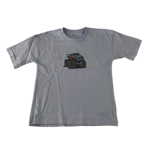 Next t-shirt 7-8 years grey short sleeve monster truck print cotton