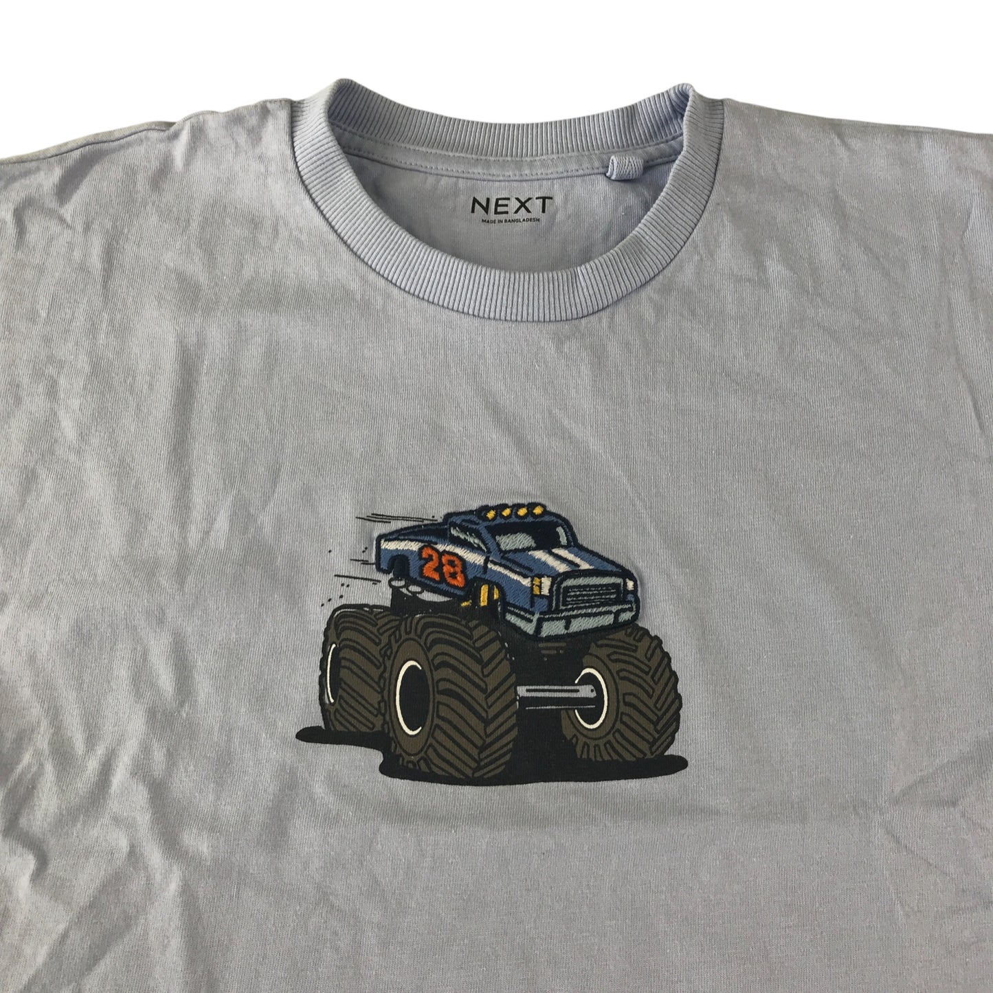 Next t-shirt 7-8 years grey short sleeve monster truck print cotton