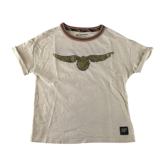 M&S t-shirt 7-8 years short sleeve white hogwarts graphic print