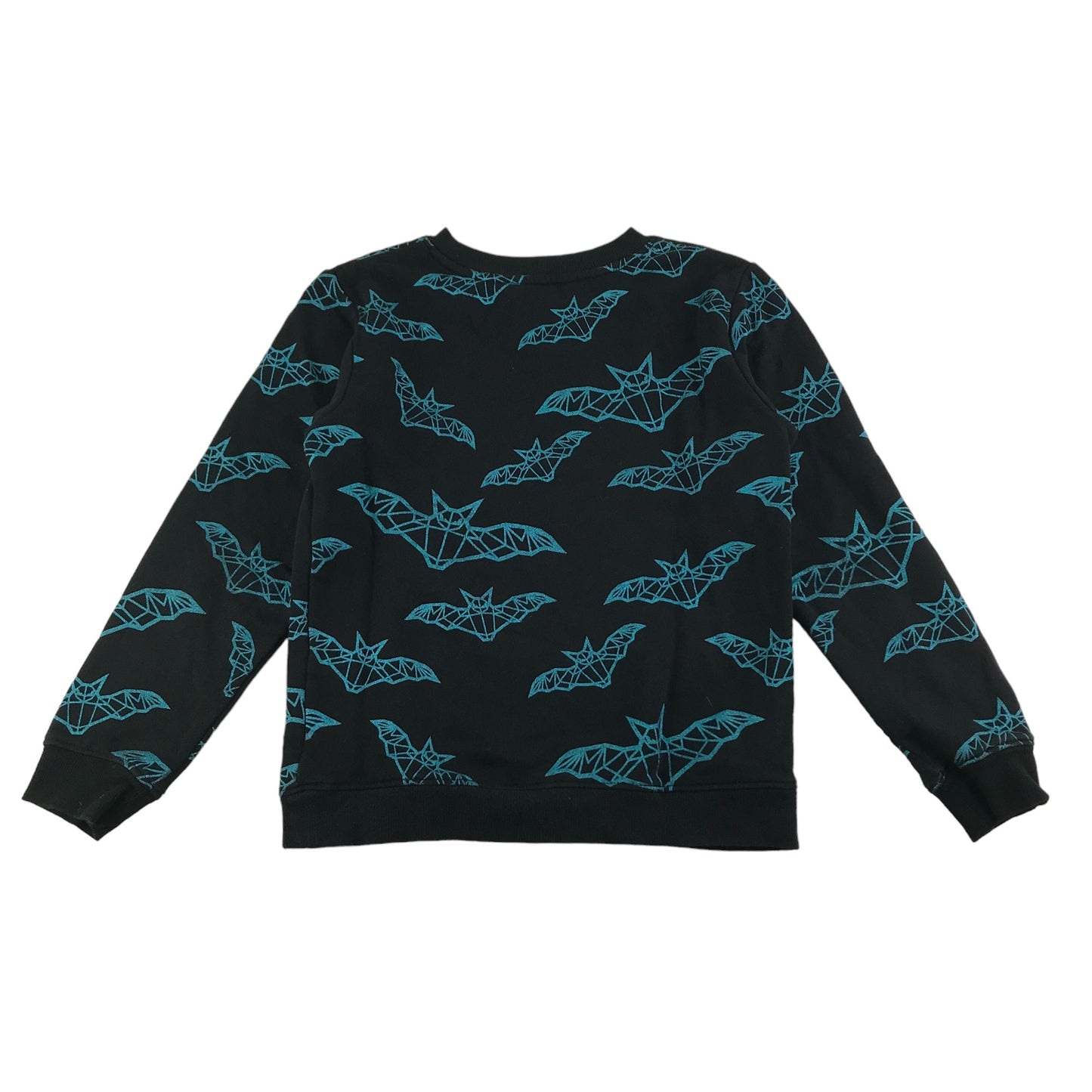 H&M Sweater Age 9 Black and Blue Bat Print Pattern Jersey