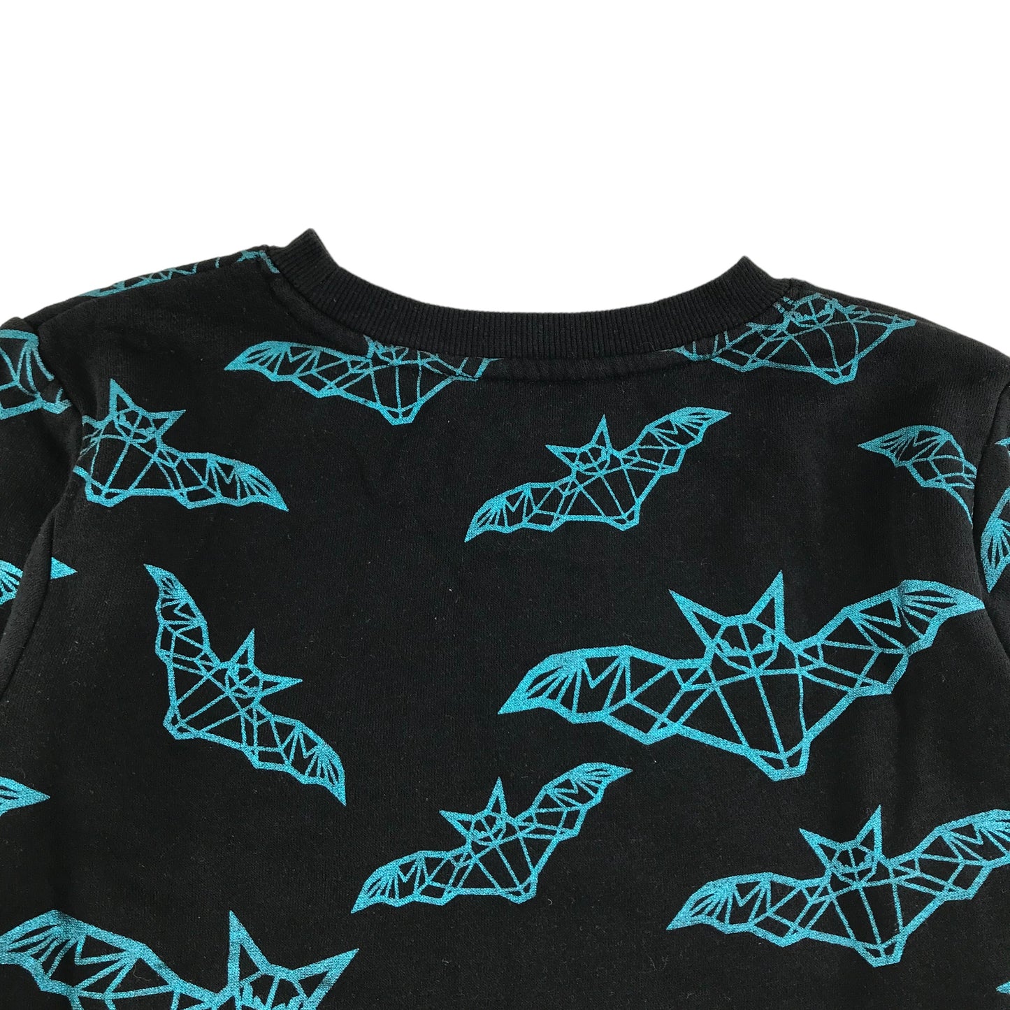 H&M Sweater Age 9 Black and Blue Bat Print Pattern Jersey