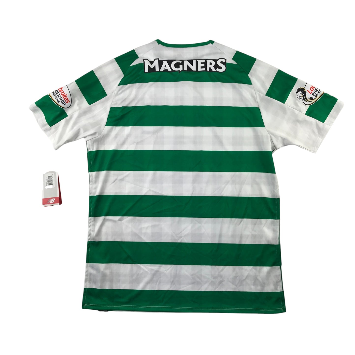 New Balance Celtic FC Football Strip adult size S green and white stripy short sleeve