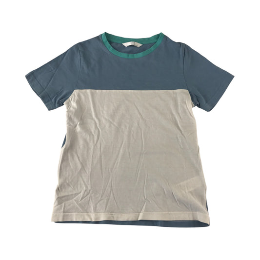 M&S T-shirt 7-8 years grey short sleeve block colours
