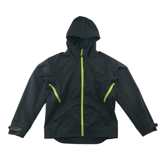 Quechua light jacket 12-13 years black with yellow zips waterproof
