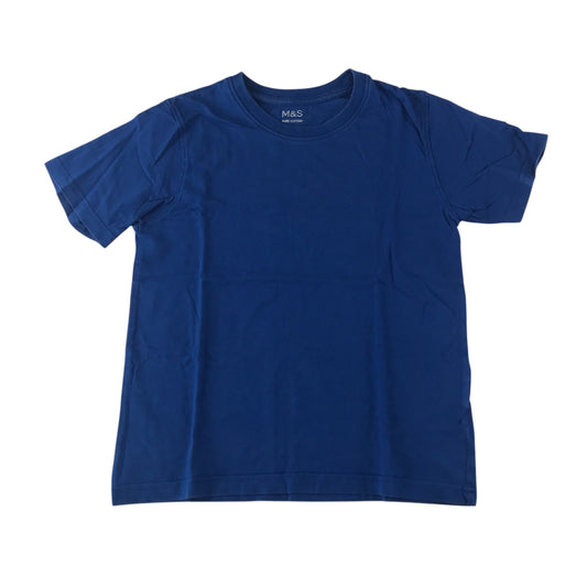 M&S T-shirt 7-8 years blue short sleeve cotton