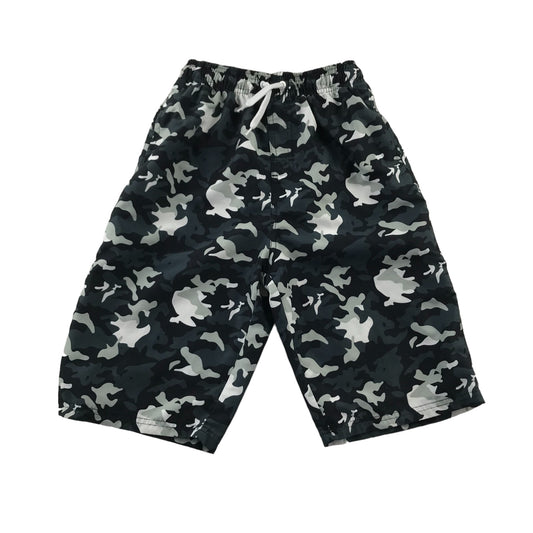 H2O Swim Trunks Age 13 Black and Grey Camo Print Pattern Shorts