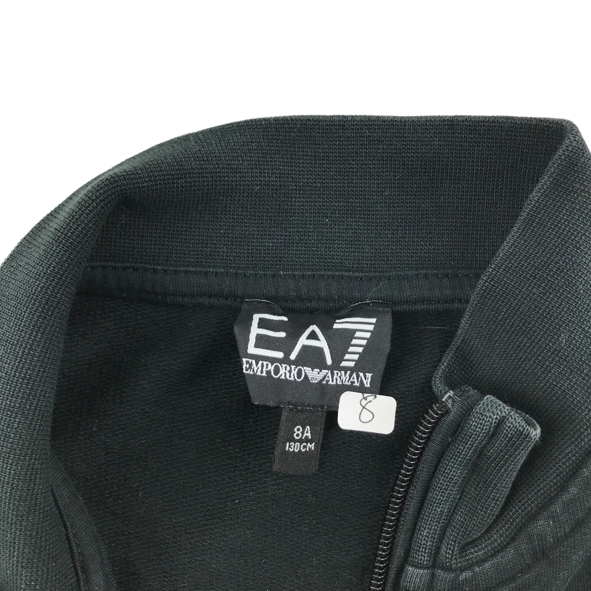 Emporio Armani Sweater Age 7-8 Black Full Zipper Jersey