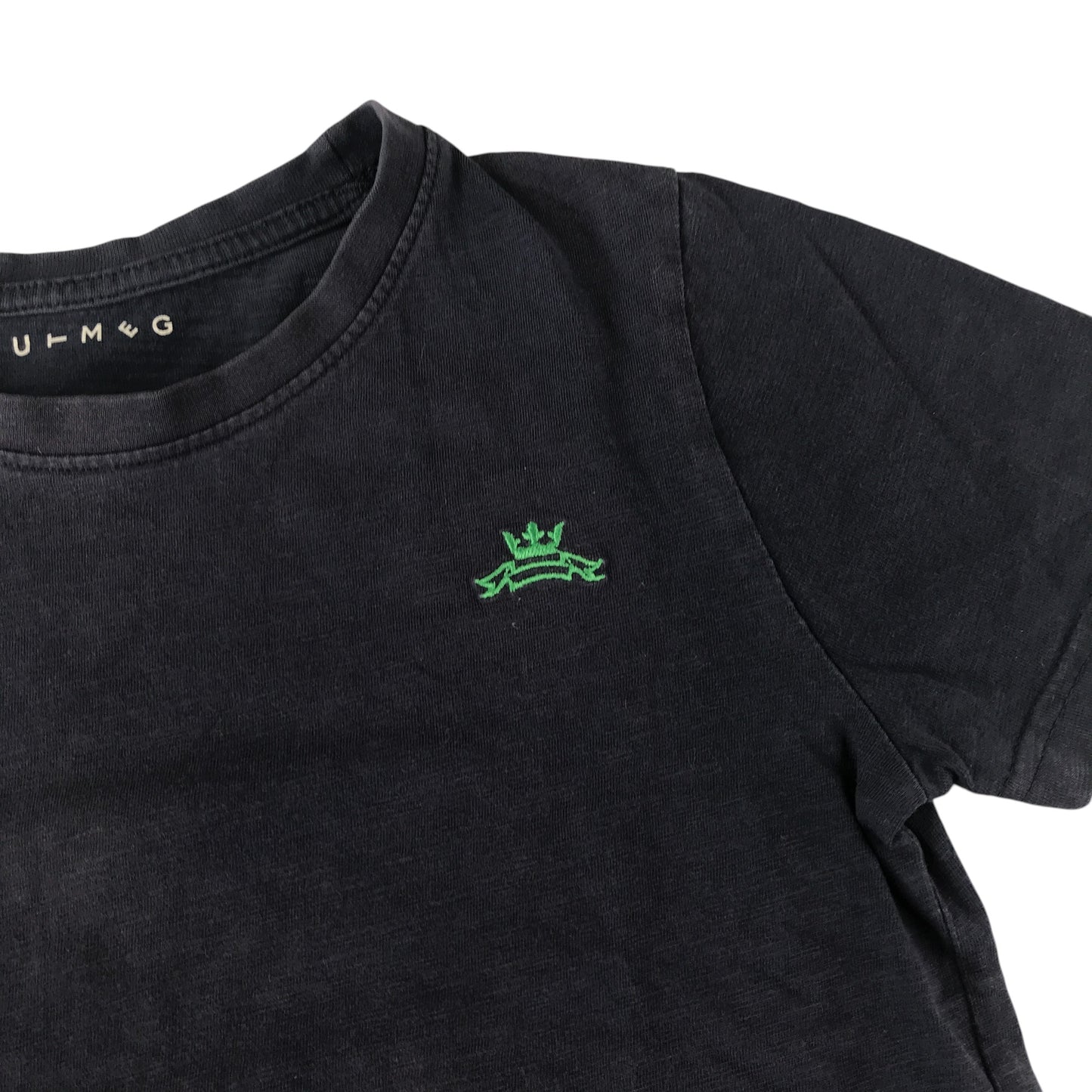 Nutmeg t-shirt 7-8 years black short sleeve with bee embroidery cotton