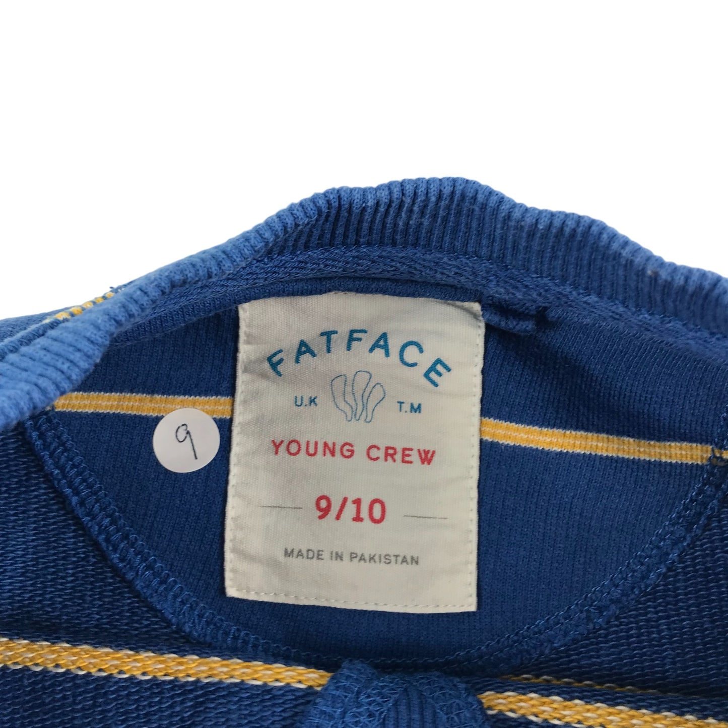 Fatface Sweater Age 9 Blue Stripy Lightweight Jersey T-shirt