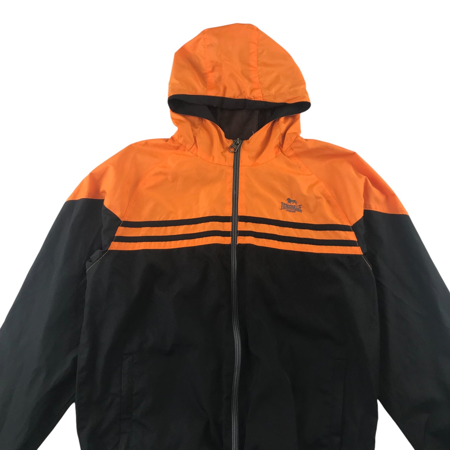 Lonsdale light jacket 13 years black with orange hood and chest