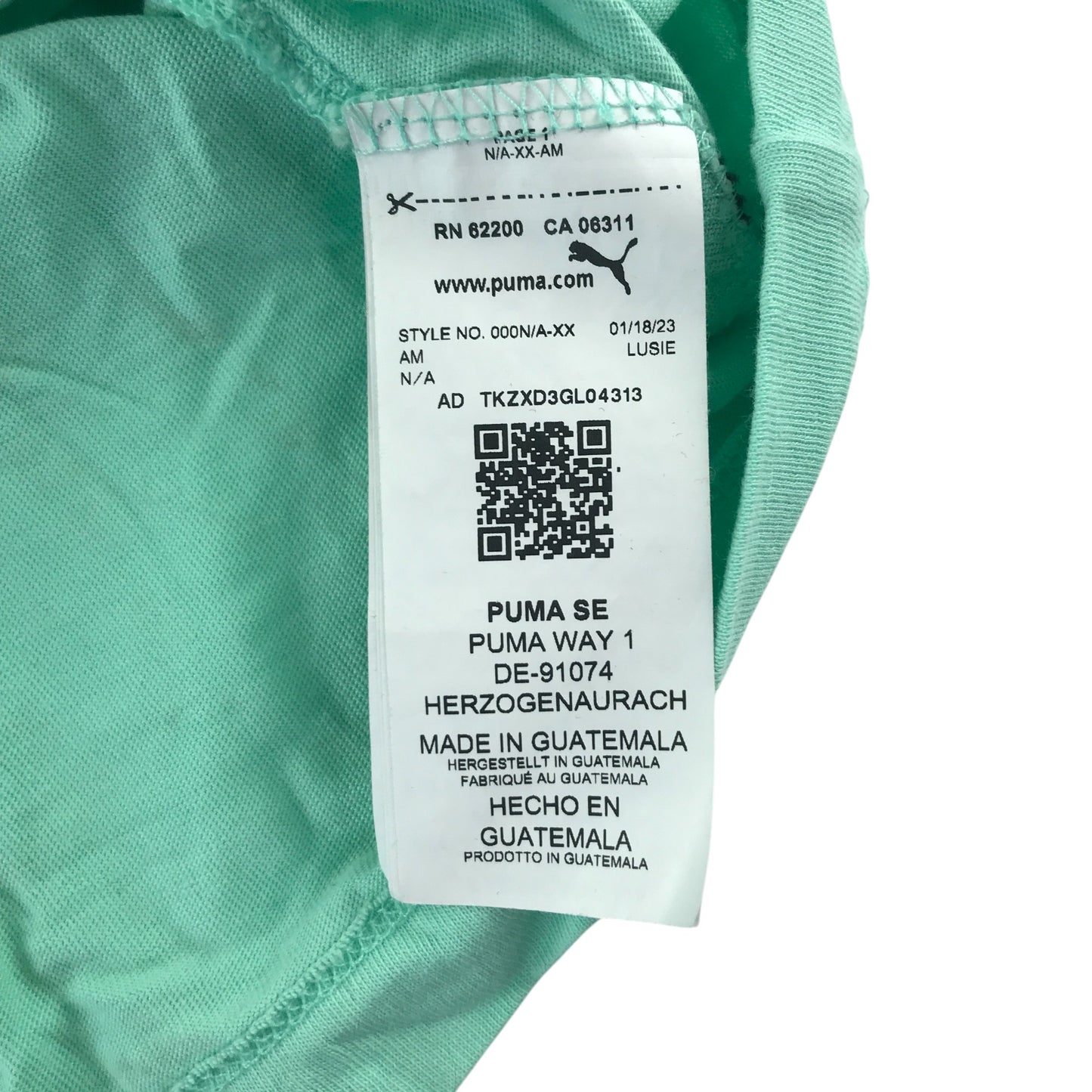 Puma t-shirt woman's L mint green dripping font and logo cotton