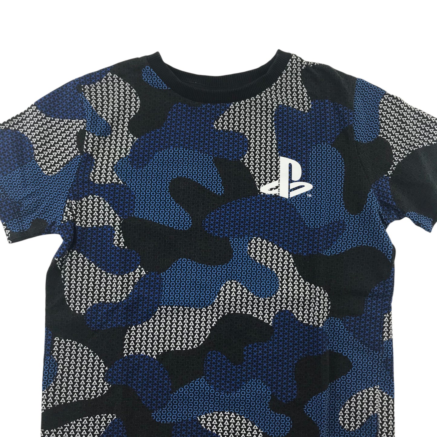 Next T-shirt 7 years Blue and Navy Camo PlayStation Logo