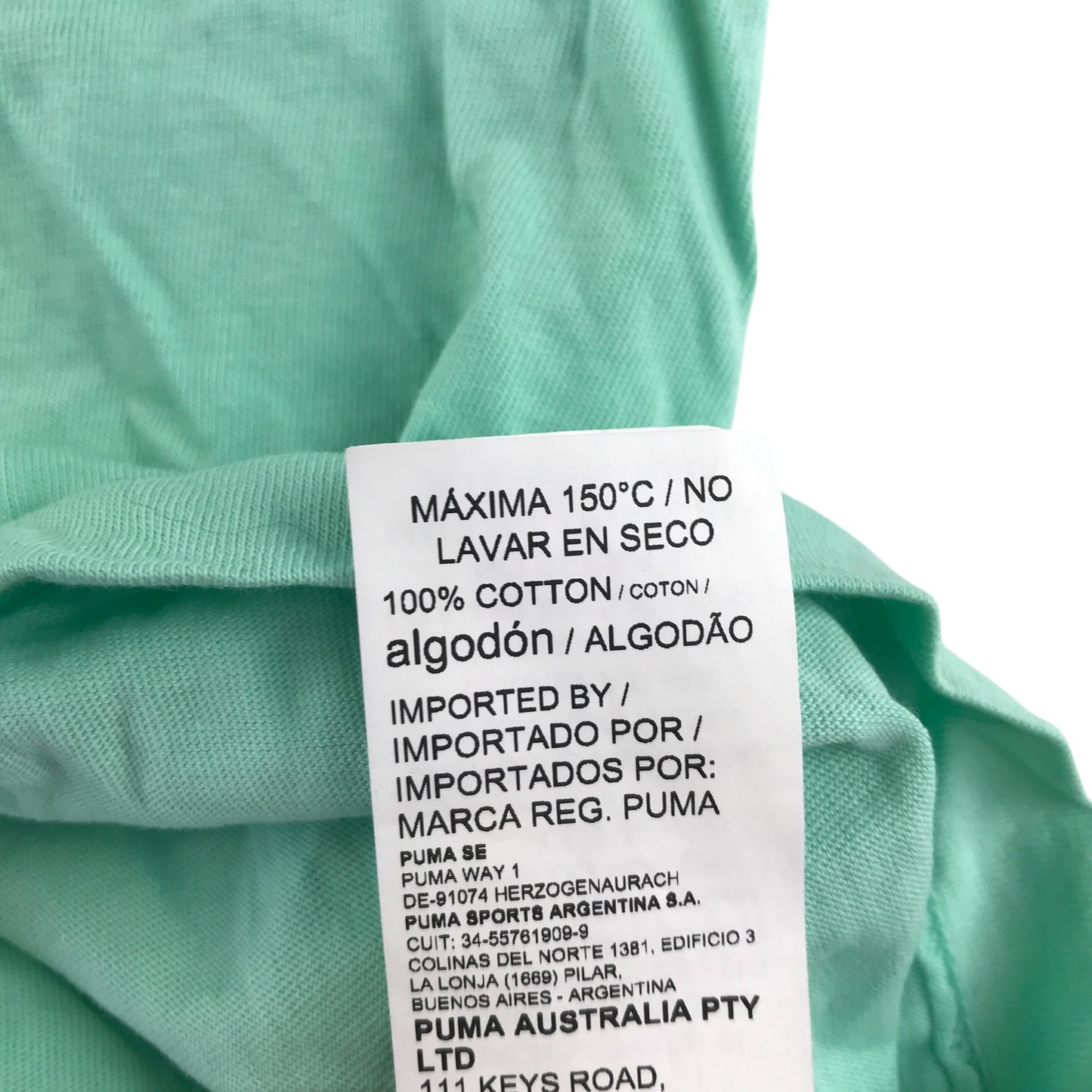 Puma t-shirt woman's L mint green dripping font and logo cotton