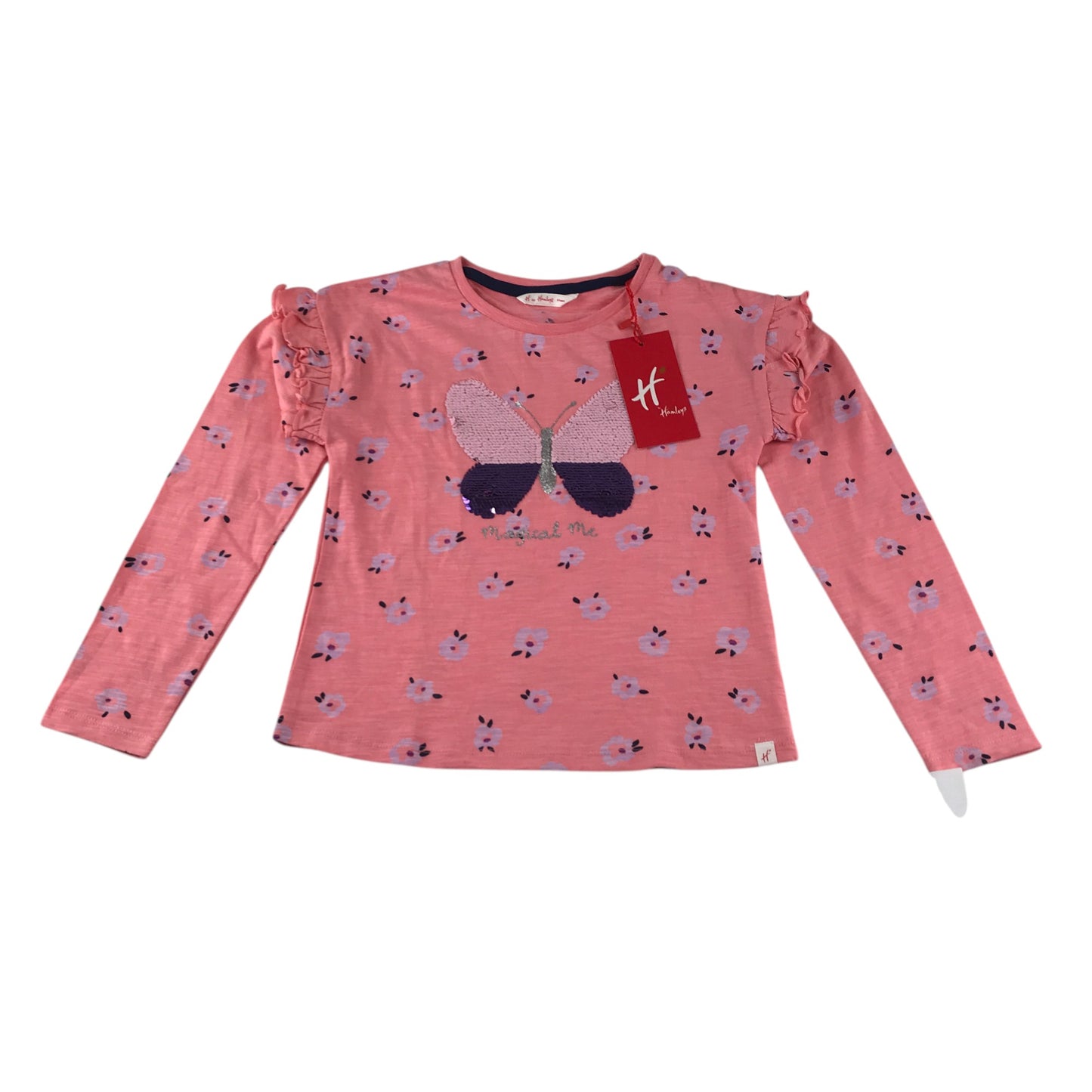 Hamleys t-shirt 8-9 years pink sequin butterfly revisable colours