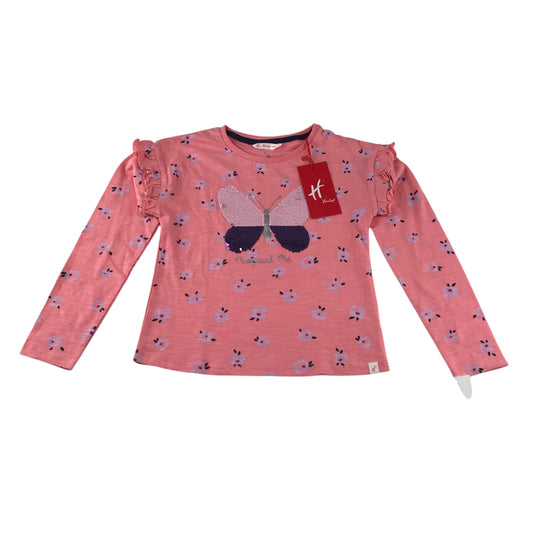 Hamleys t-shirt 8-9 years pink sequin butterfly revisable colours