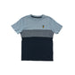 Next T-shirt 7 years Blue and Navy Panelled with checked chest stripe cotton