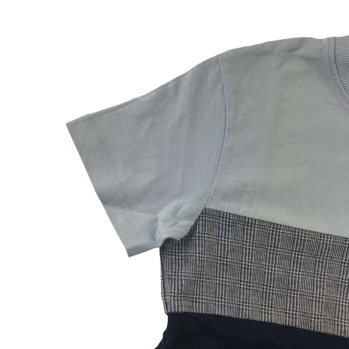 Next T-shirt 7 years Blue and Navy Panelled with checked chest stripe cotton