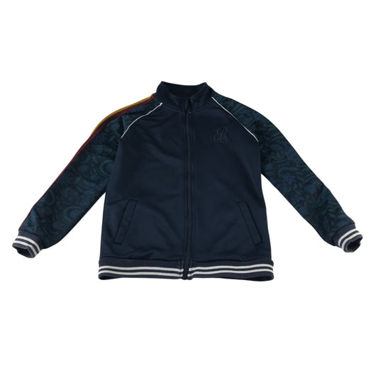 River Island sweater 9-10 years navy blue full zipper floral sleeves