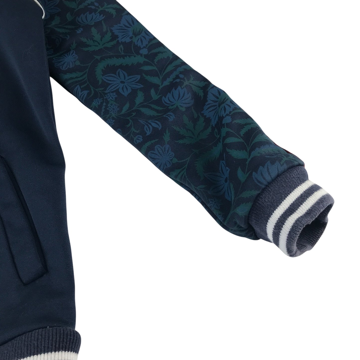 River Island sweater 9-10 years navy blue full zipper floral sleeves
